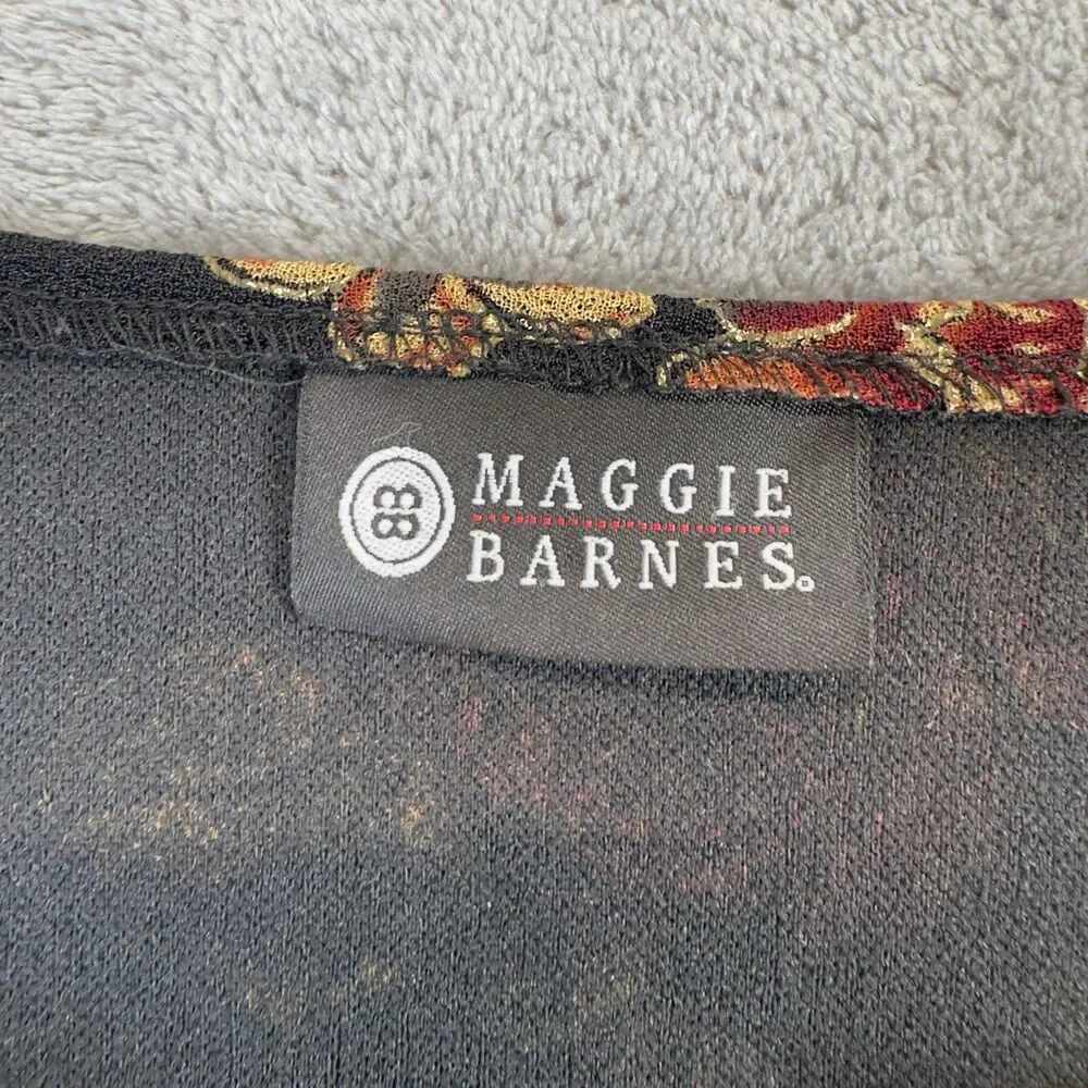 Maggie Barnes Blouse Womens 4X Black Floral Cottagecore Farmhouse Cute Shirt Top